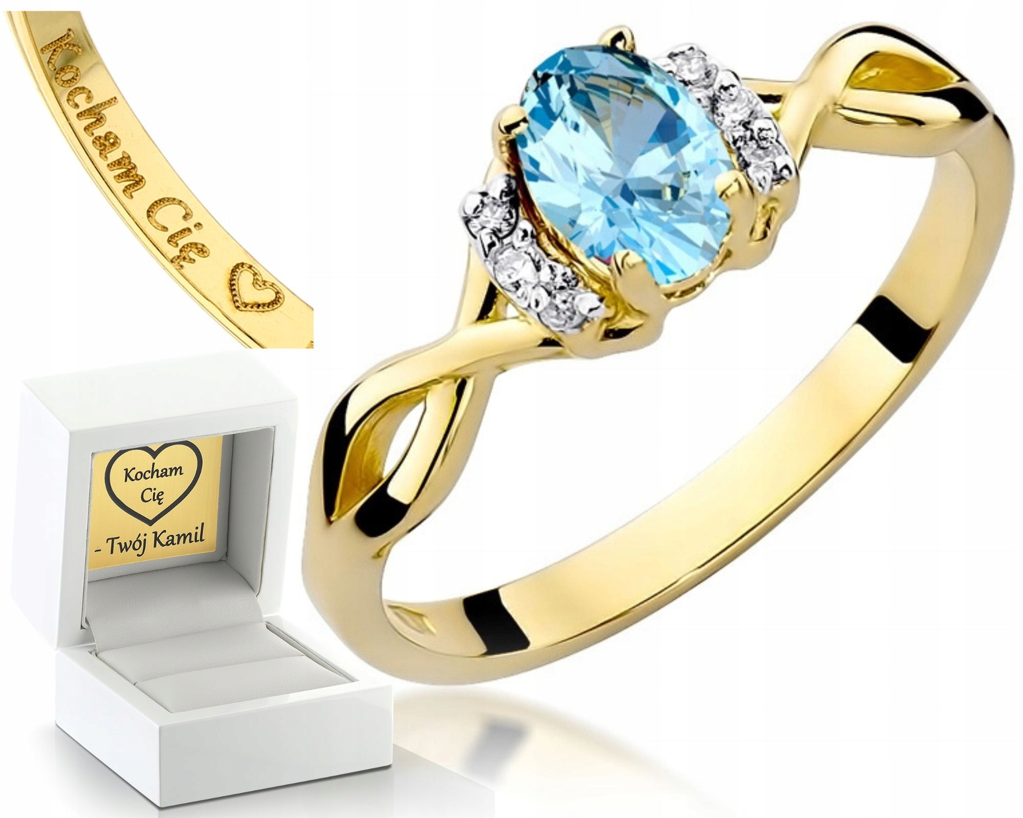 Zlatý Prstýnek S Topazem A Diamanty, Brilianty