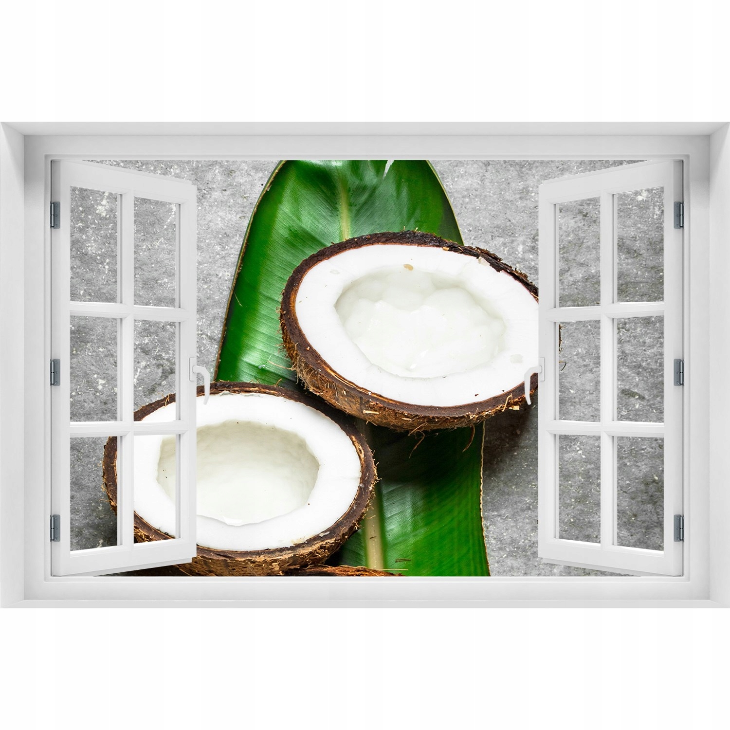 

Naklejka ścienna Okno samoprzylepne Połówki kokosu