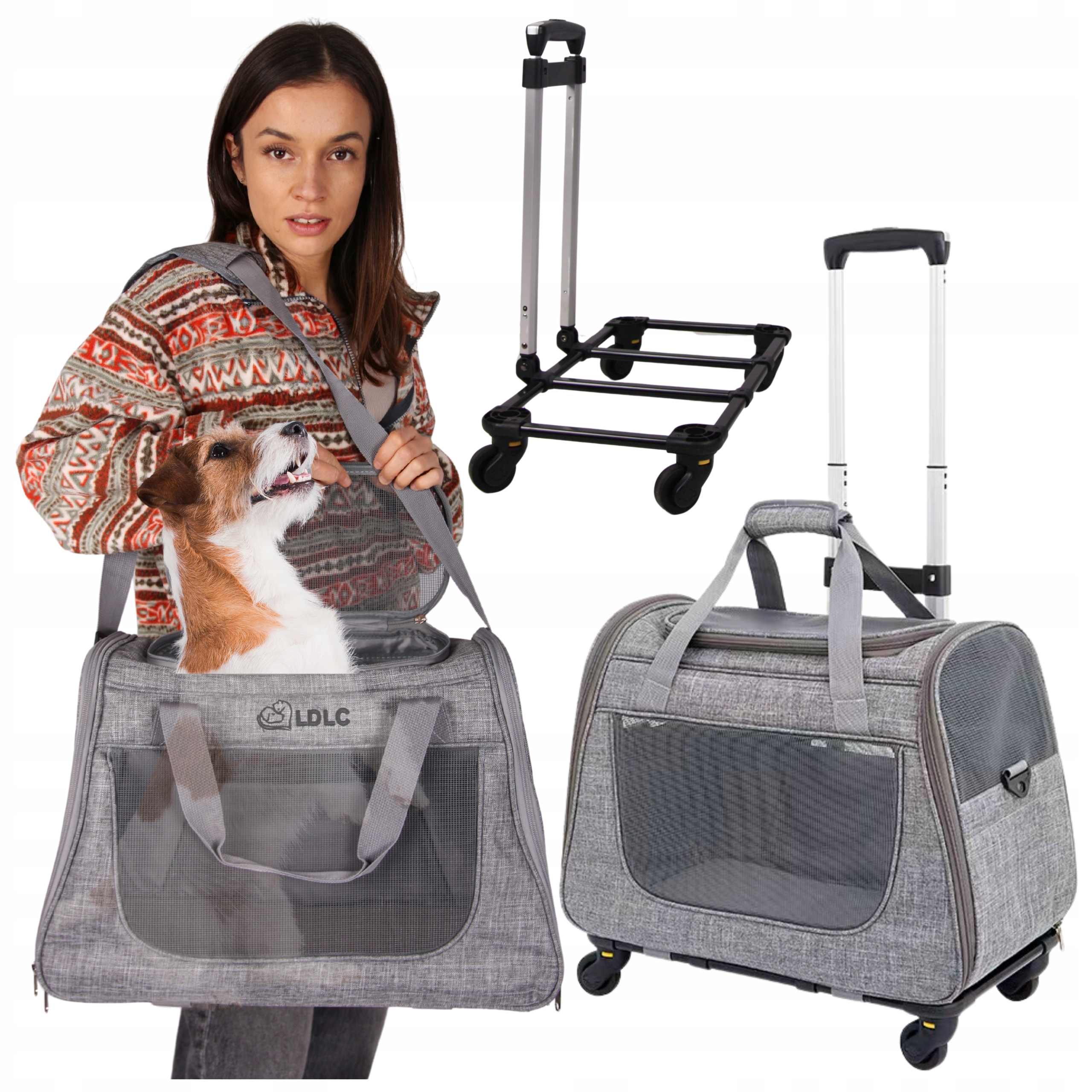 Levně Taška Přepravka Psa Kočky Zvířat Přepravní Vozík Na Kolečkách Skládací