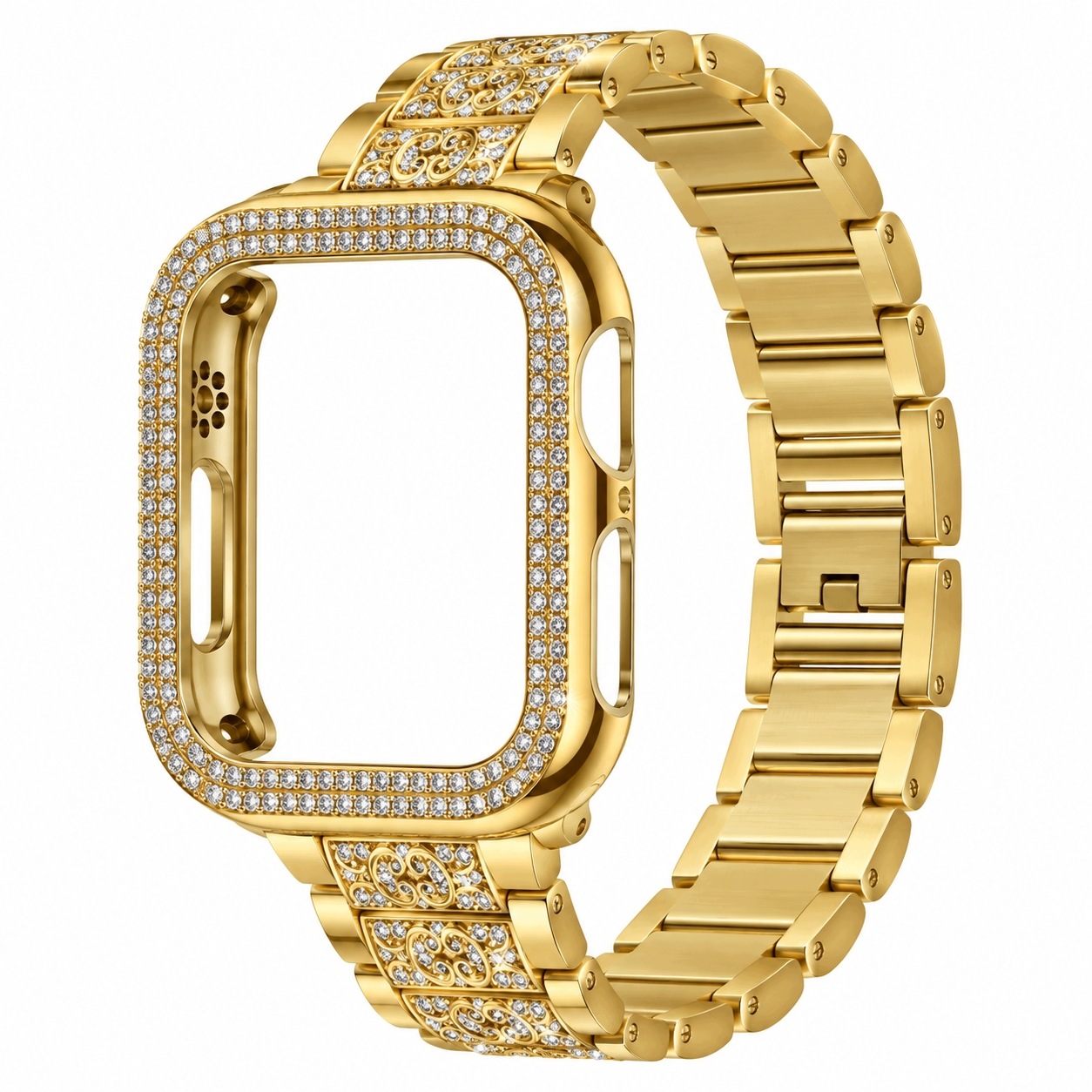 Case Złota Bransoleta do Apple Watch 42 44 45 49 mm Cyrkonie Narzędzie