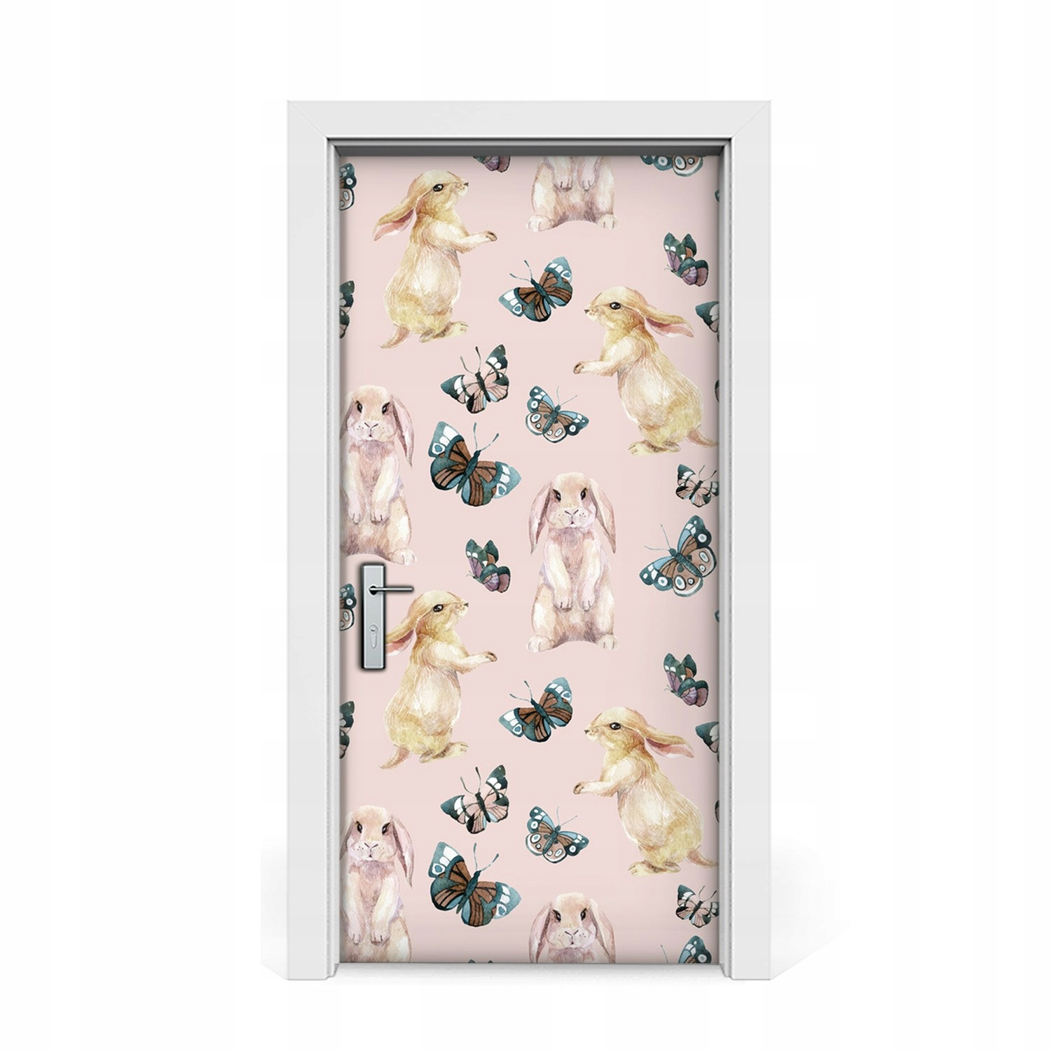 

Naklejka na drzwi okleina Króliki Motylki 95x205