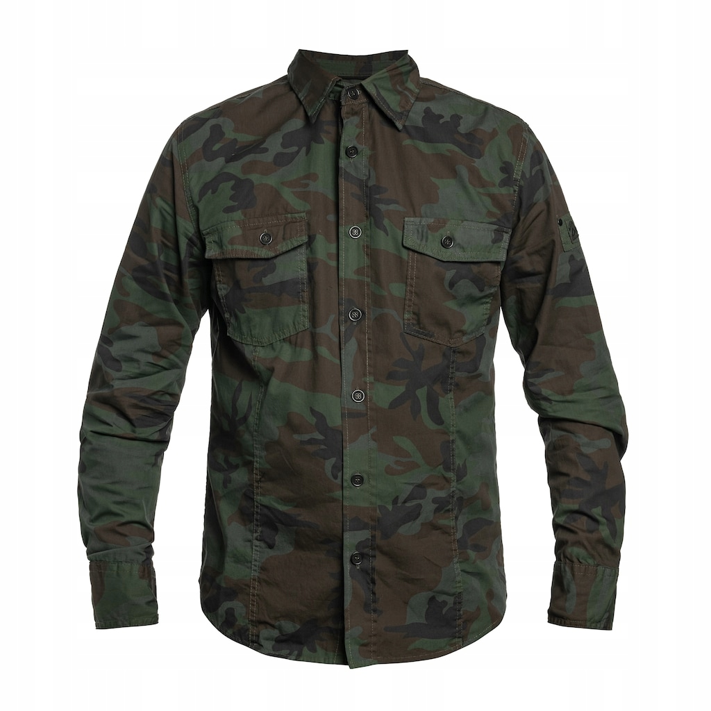 Košile s dlouhým rukávem maskáčový Brandit Slim Fit Long Sleeve Woodland S