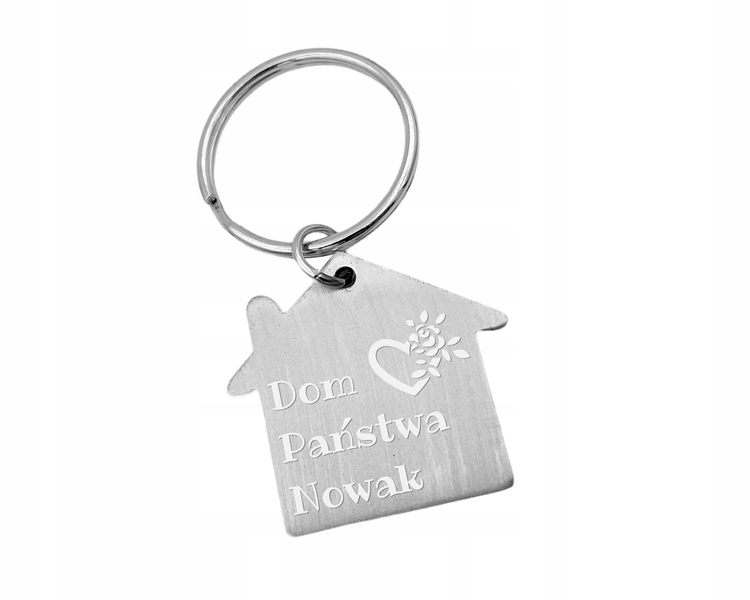 

Metalowy brelok zawieszka do kluczy Dom z Grawerem