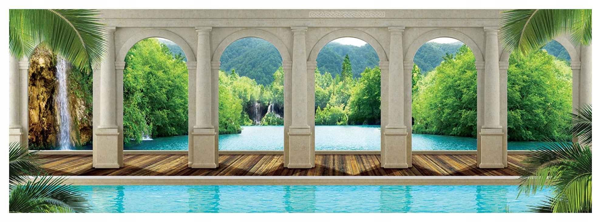Fototapeta Klidná rajská zahrada se zeleninou a vodou 624x219 lepidlo