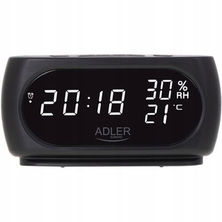 Adler Clock with Thermometer Ad 1186 Black