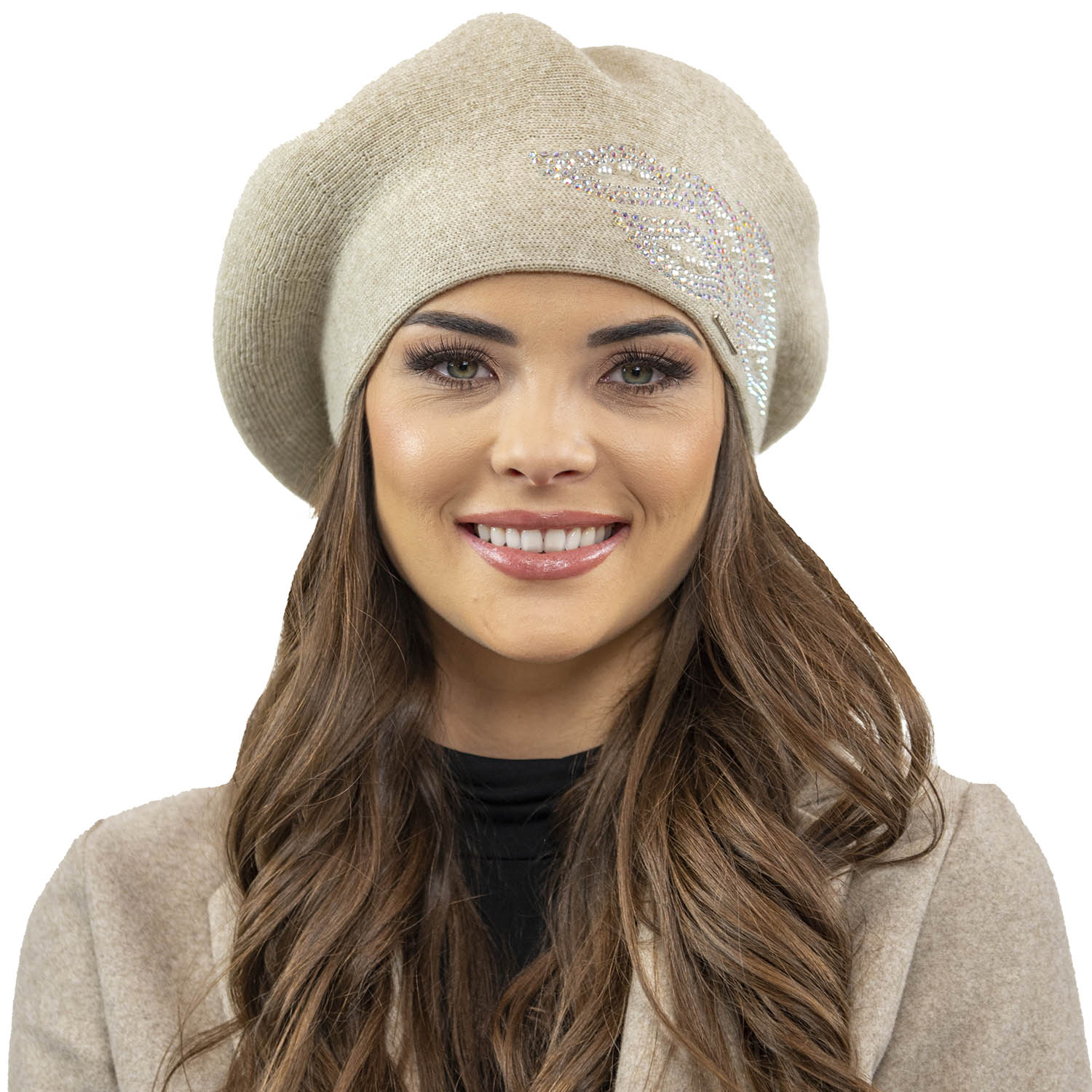 Vivisence 7051 béžová zirkony elegantní teplá dámská barva Beret