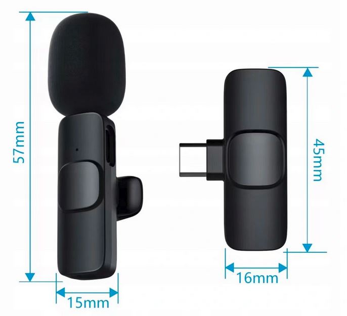 BEZPRZEWODOWY MIKROFON KRAWATOWY PRZYPINANY USB-C Złącza USB inne