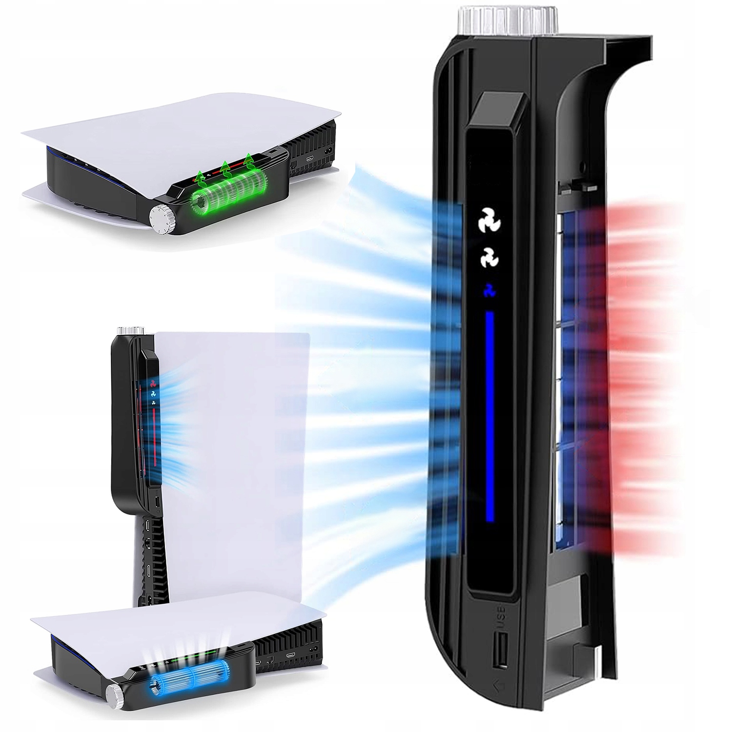 Chłodzenie Usb Led Dla PS5 Regulacja 3 Prędkości Zapobiega Przegrzaniu
