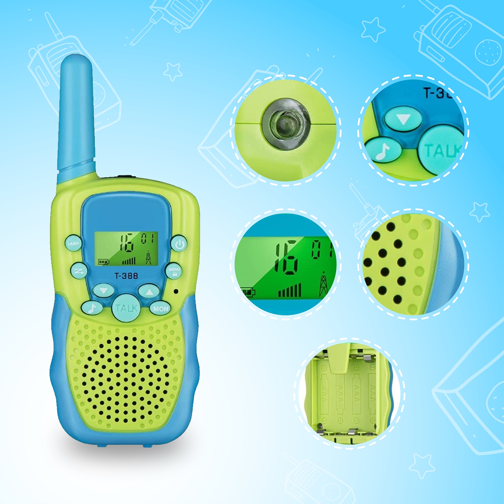 WALKIE TALKIE DLA DZIECI KRÓTKOFALÓWKA RED T-388 ZESTAW 3SZT Model T-388