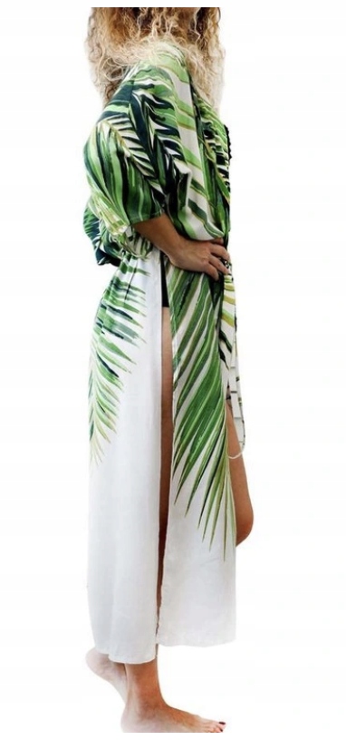 PAREO NA STRÓJ NARZUTKA JUNGLE KIMONO LIŚCIE BOHO Model P-4