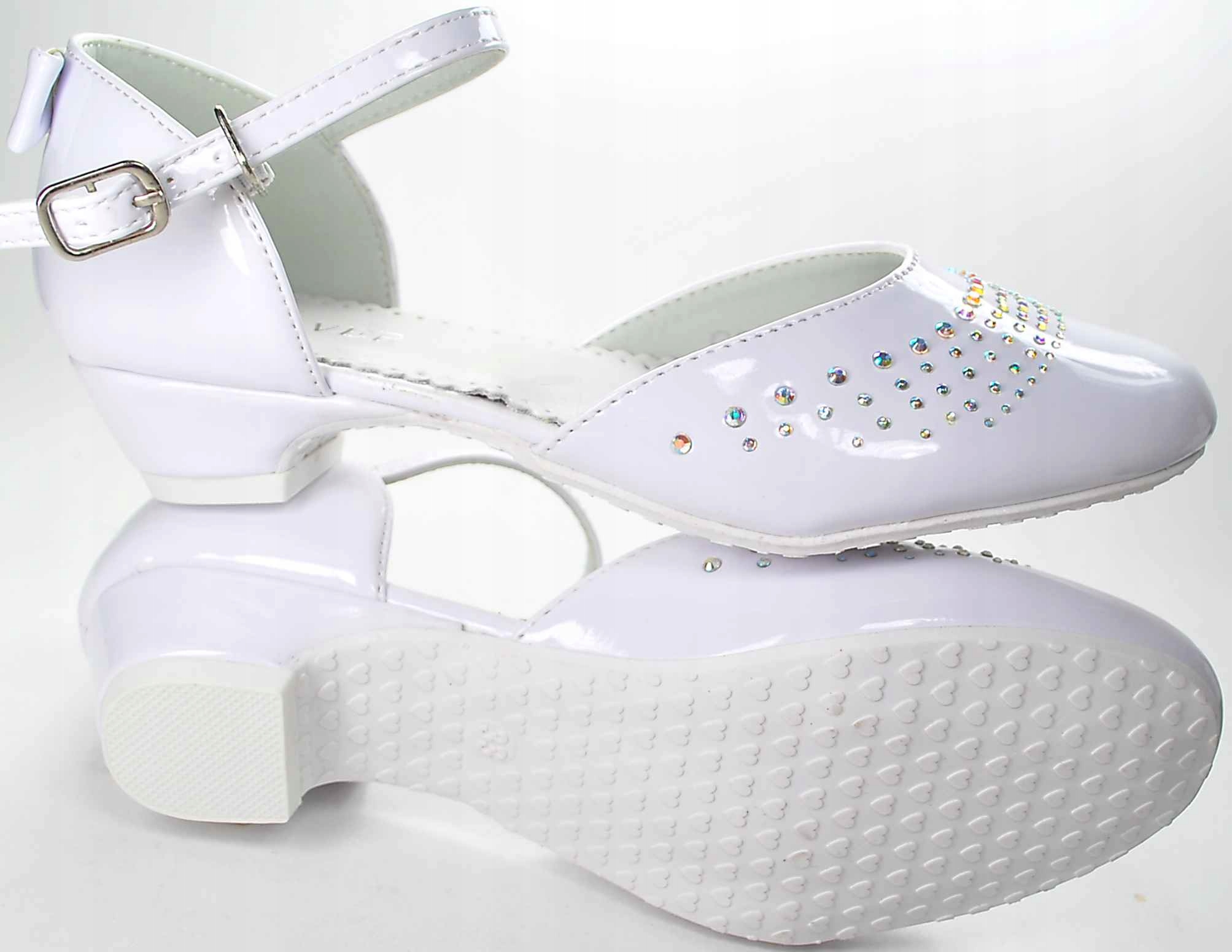 Białe śnieżnobiałe PANTOFELKI komunia LAKIER. r 36 Płeć dziewczynki