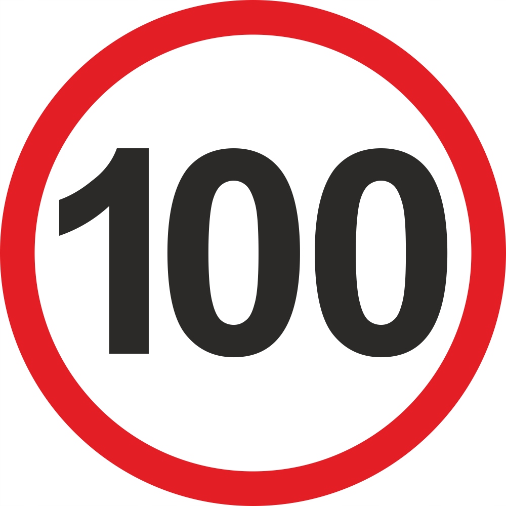 

Naklejka Ograniczenie Prędkości 100 km/h znak 10cm