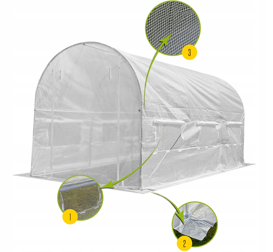 TUNEL FOLIOWY OGRODOWY SZKLARNIA OGRODNICZY 4x2,5m 10m2 STELAŻ FOLIA NAMIOT Stan opakowania oryginalne