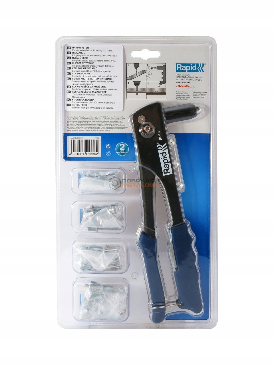 RAPID RP10 NITOWNICA UNIWERSALNA + 100 nitów 3.2, 4.0, 4.8 mm Kod producenta 5000523