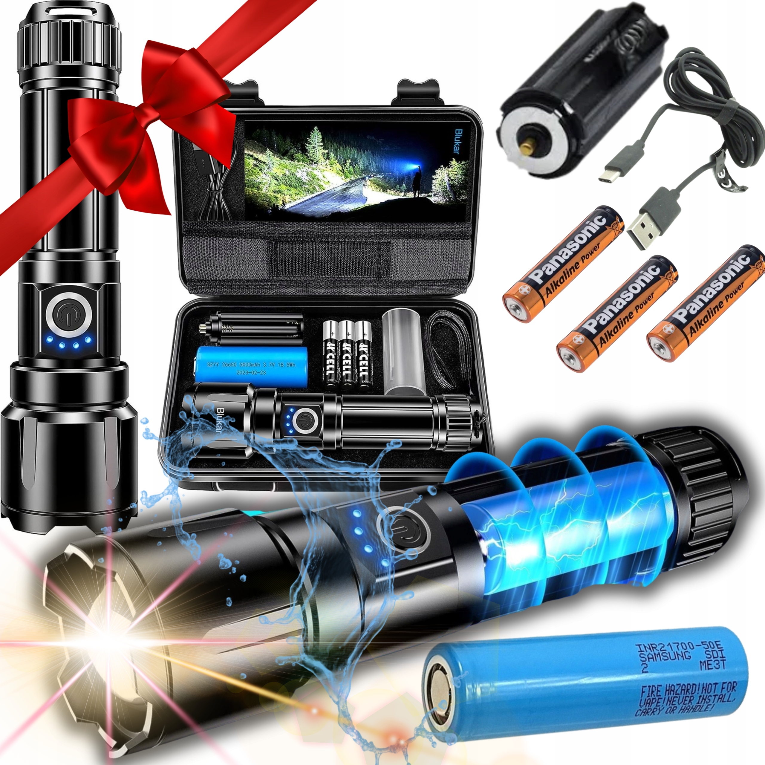 Led Svítilna 20000 Lumenů výkonná Taktická Vojenská Policejní Akumulátorová