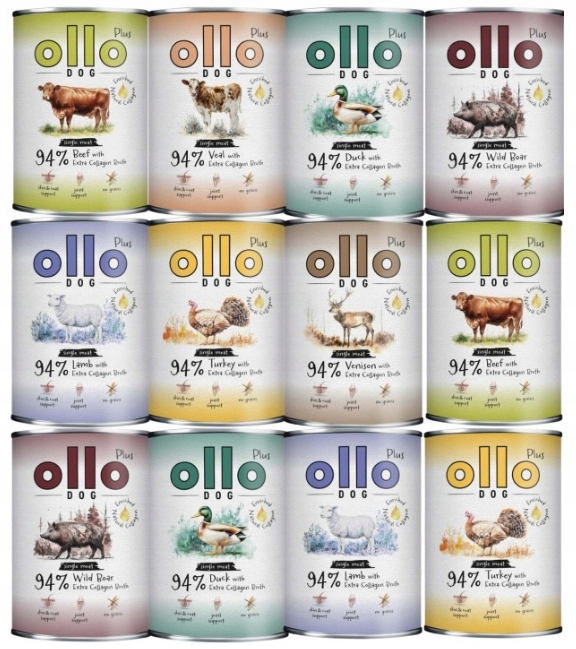 Ollo Puszka Dla Psa MIX Smaków 12 x 400G kolagen