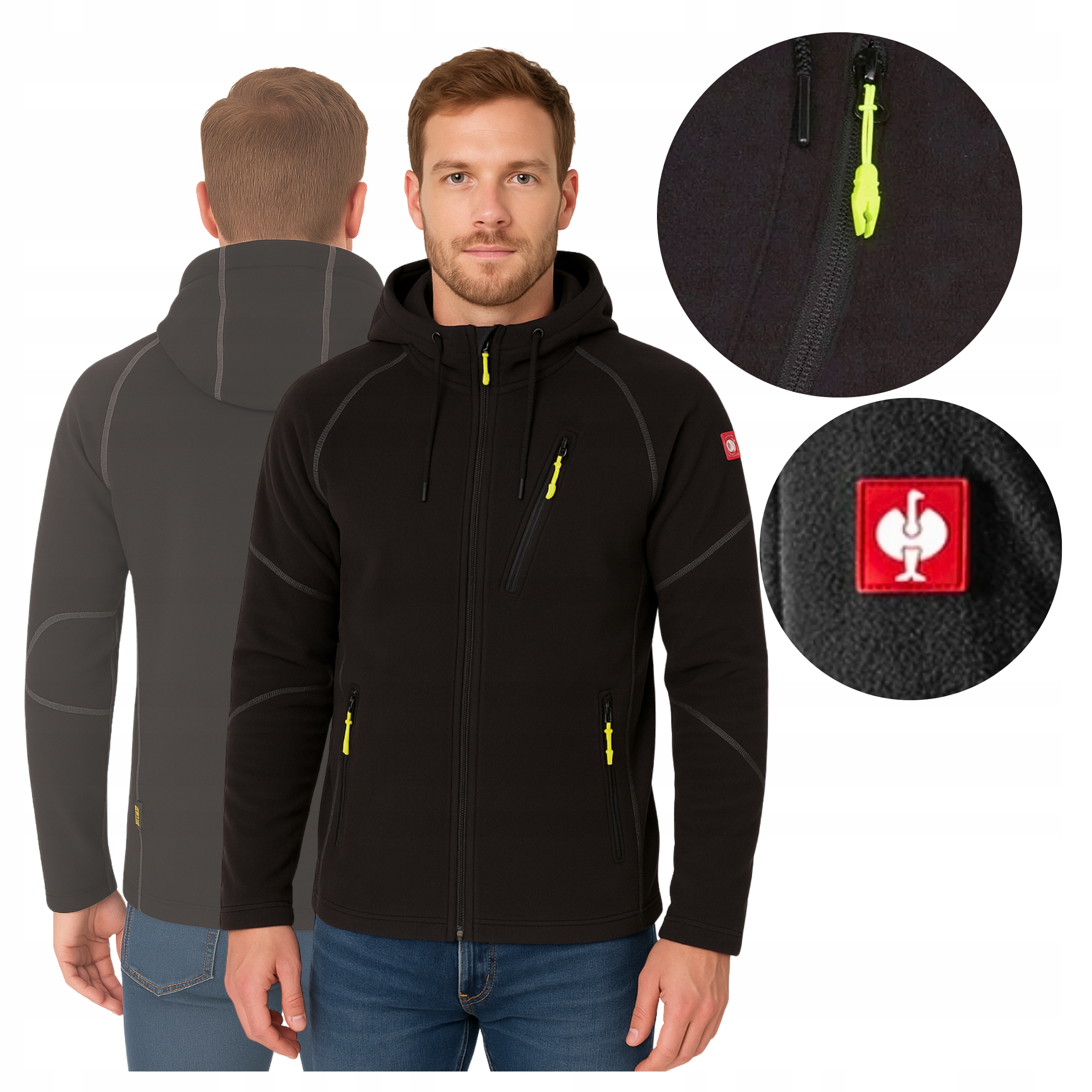 Polar Pánská pracovní Mikina fleecová s rozepínací s kapucí Strauss Prodyšná