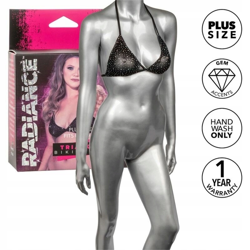 CalExotics Radiance Bikini Top Plus Size 3X z kryształkami, czarny