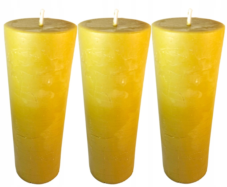 3 x Okrasná Sviečka liata z prírodného včelieho vosku Valec 25 cm x 7 cm