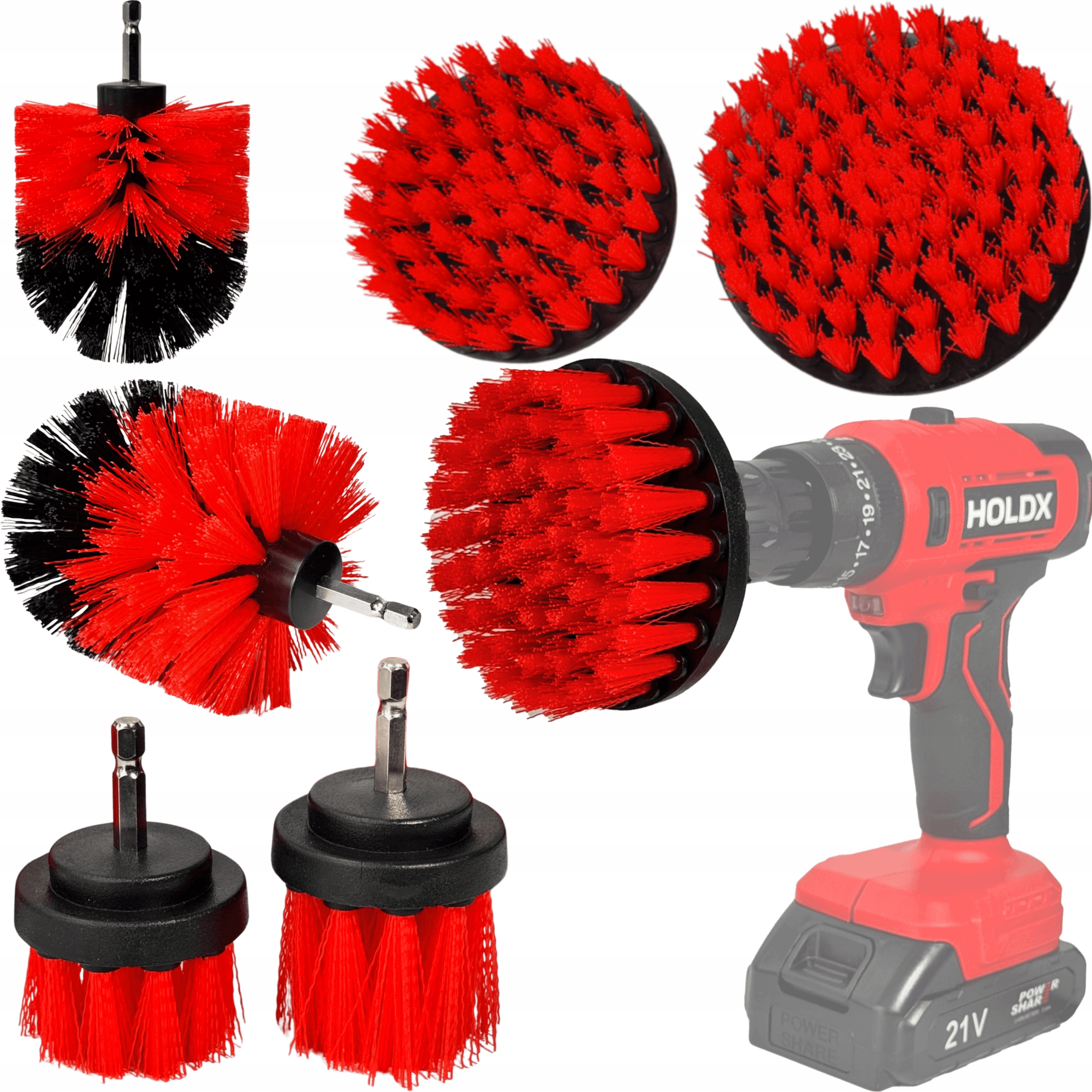 Szczotki Sprzątające Do Wiertarki Wkrętarki Czyszczące 6 Szt. Duży Zestaw