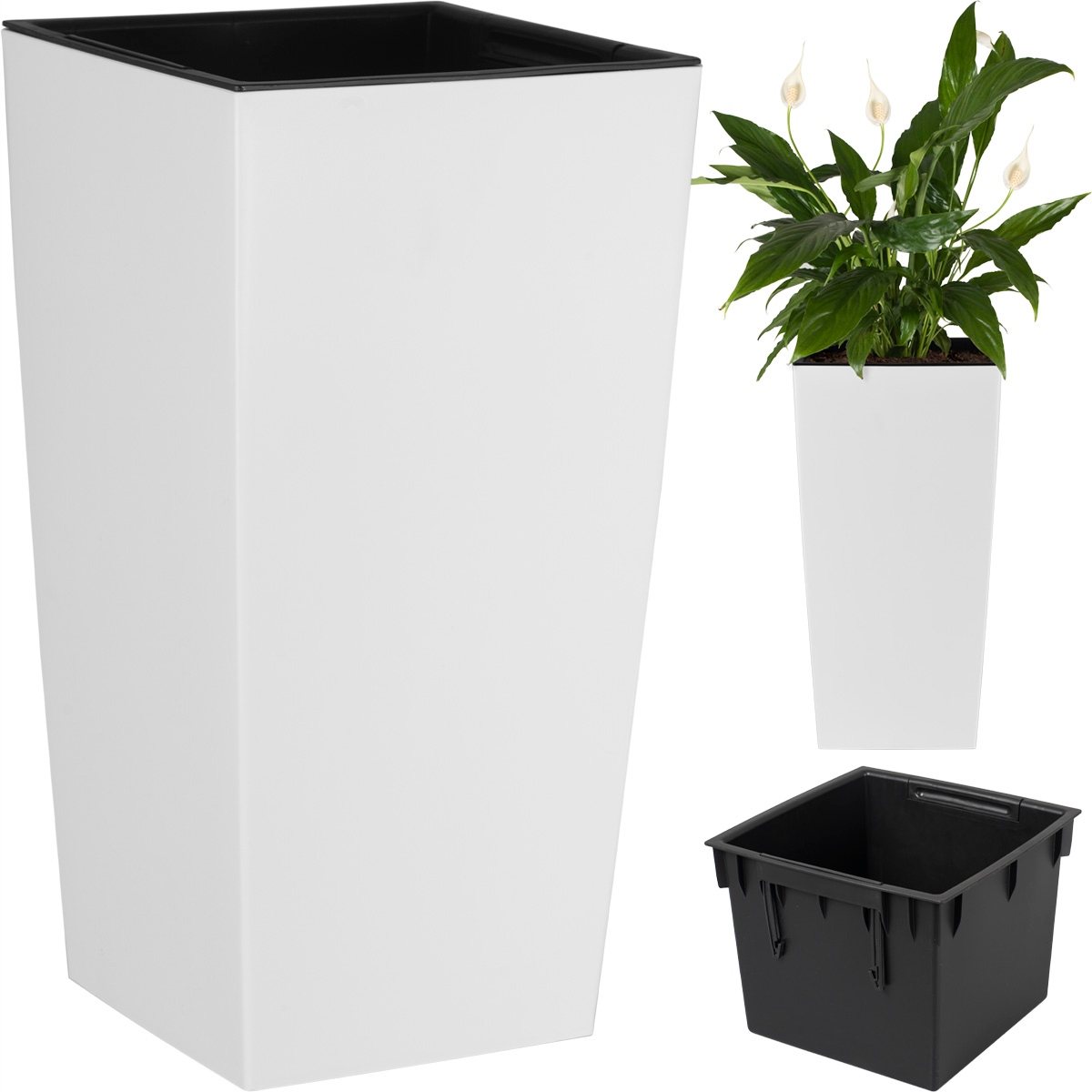 

Doniczka Donica Biała Mat Kwietnik Skrzynka Wkład