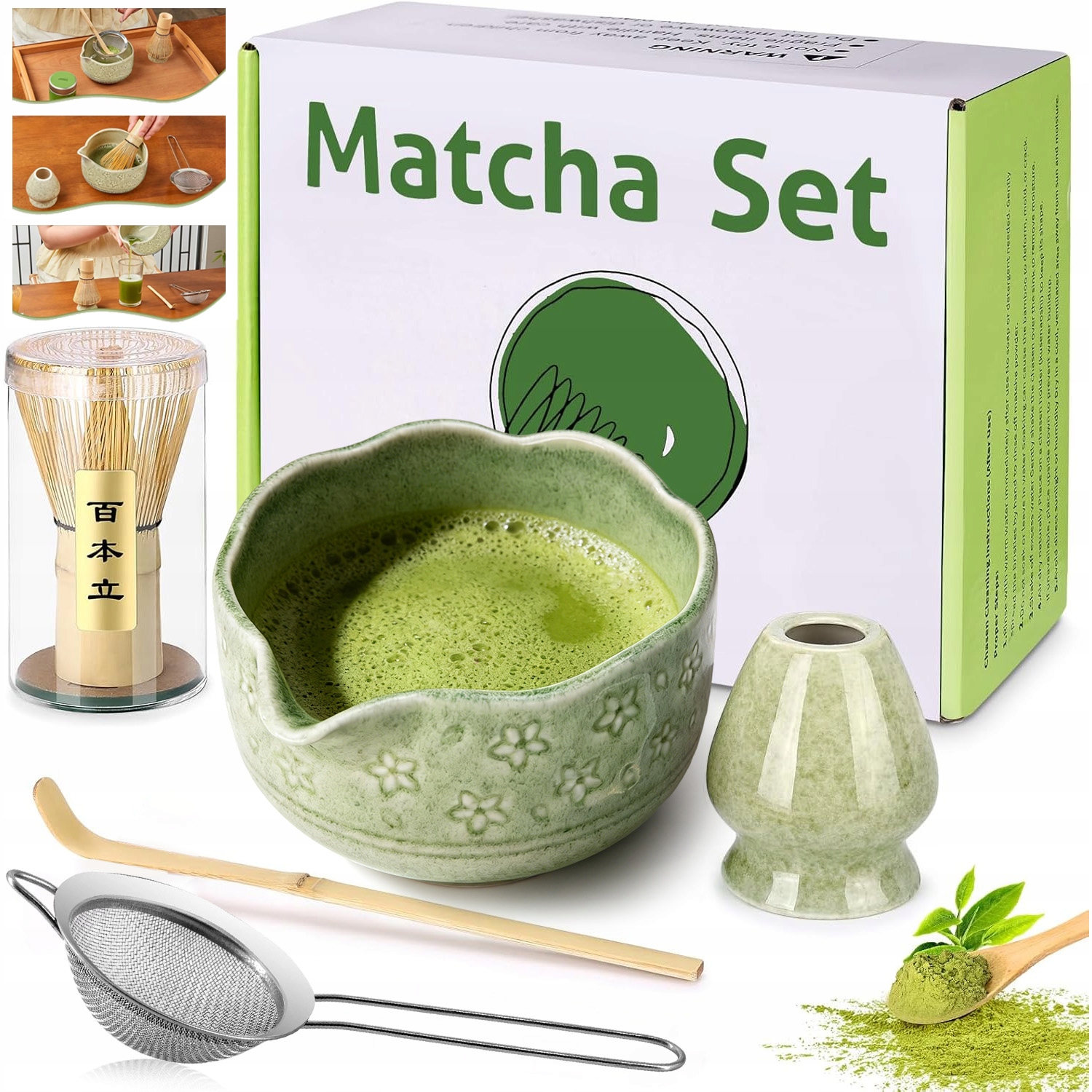 Bambusová Metla Na Matchu Sada Chasen Lžíce Chashaku Stojan