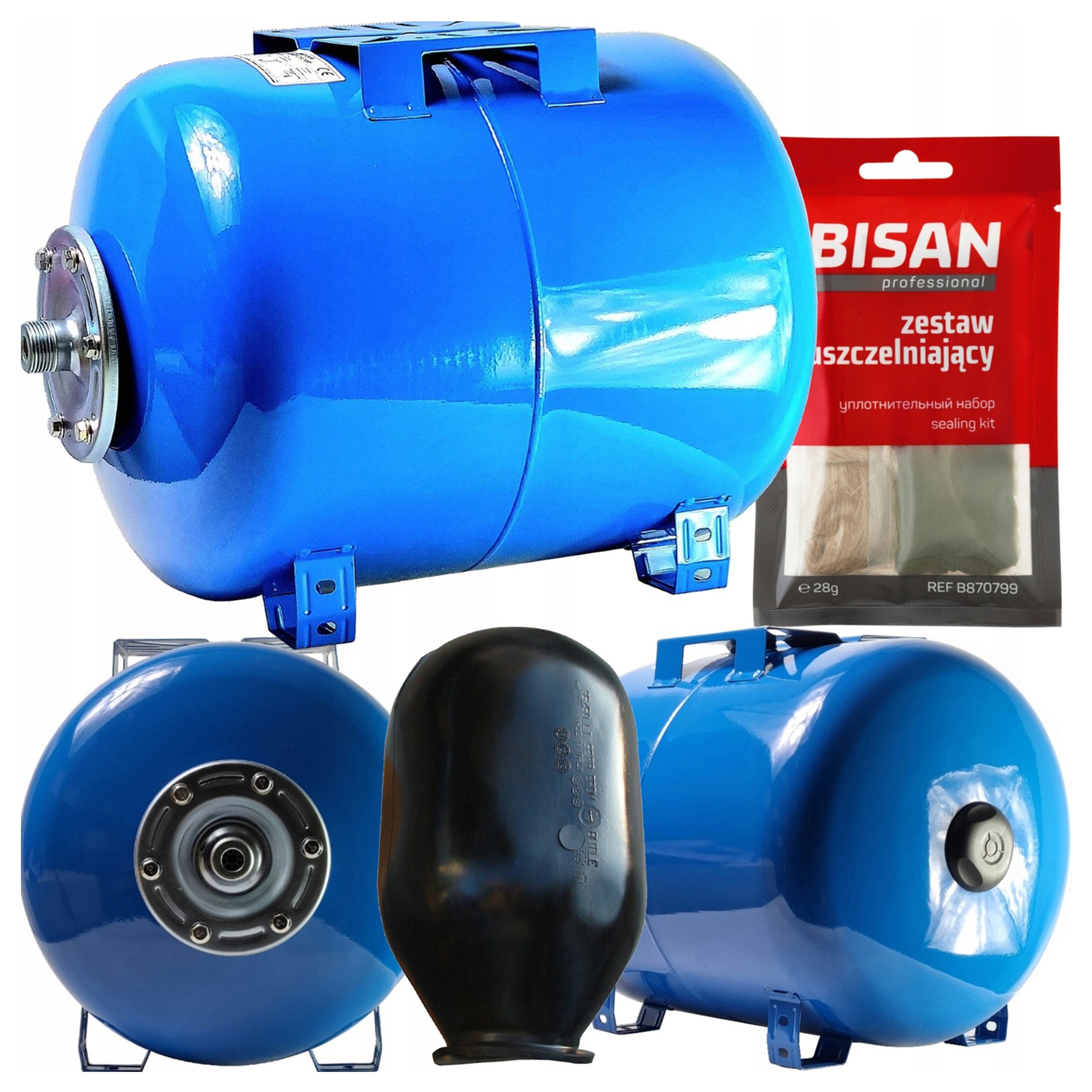 Naczynie Przeponowe Zbiornik Hydroforowy 50L Stal Membrana Zestaw Montażowy