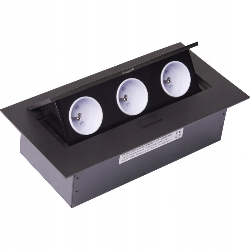 Prodlužovací Lišta Stolní Zapuštěná Hliníková K212/BK Černá Amix Access