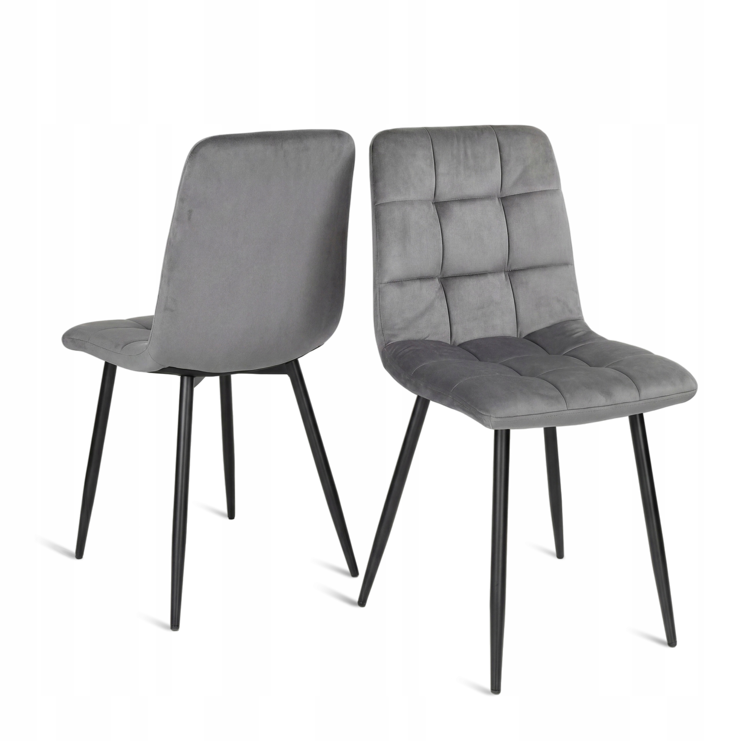 Krzesło welurowe Szare 2 szt. tapicerowane do jadalni salonu kuchni