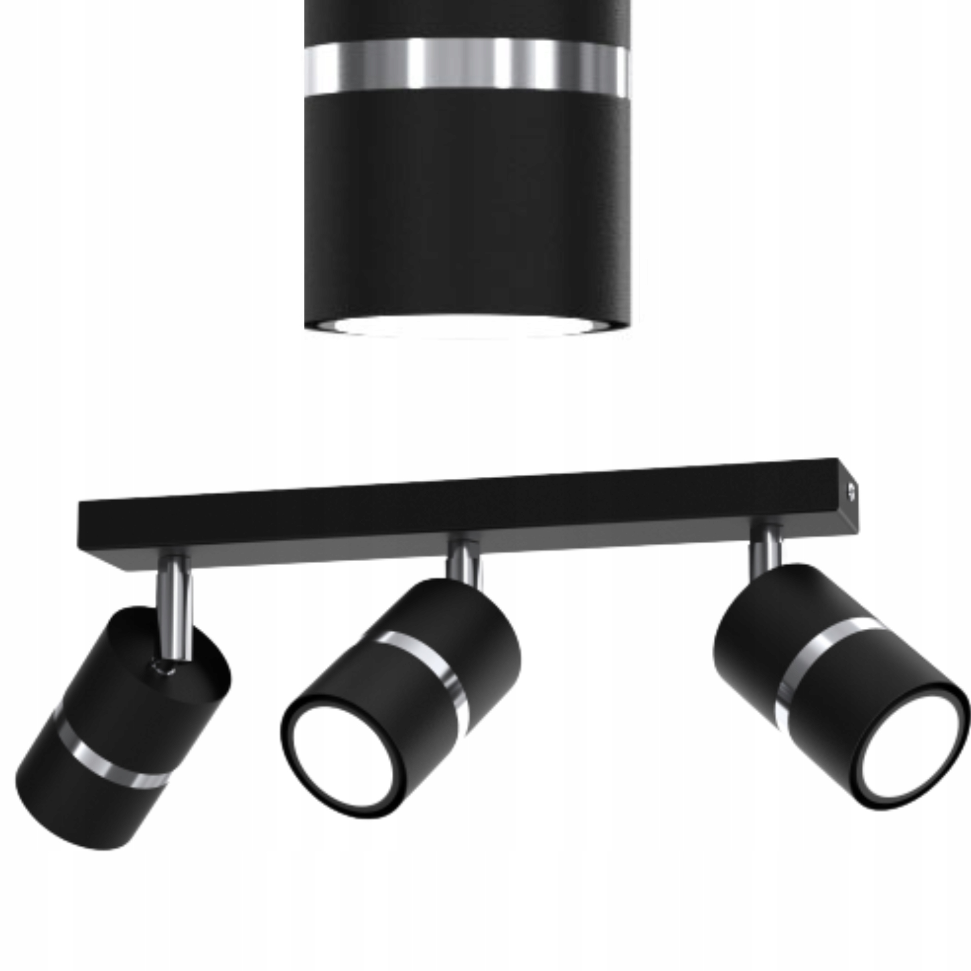 Stropní Svítidlo Reflektor Spot Černý Chrom Nastavitelná Led GU10 Polská Lampa