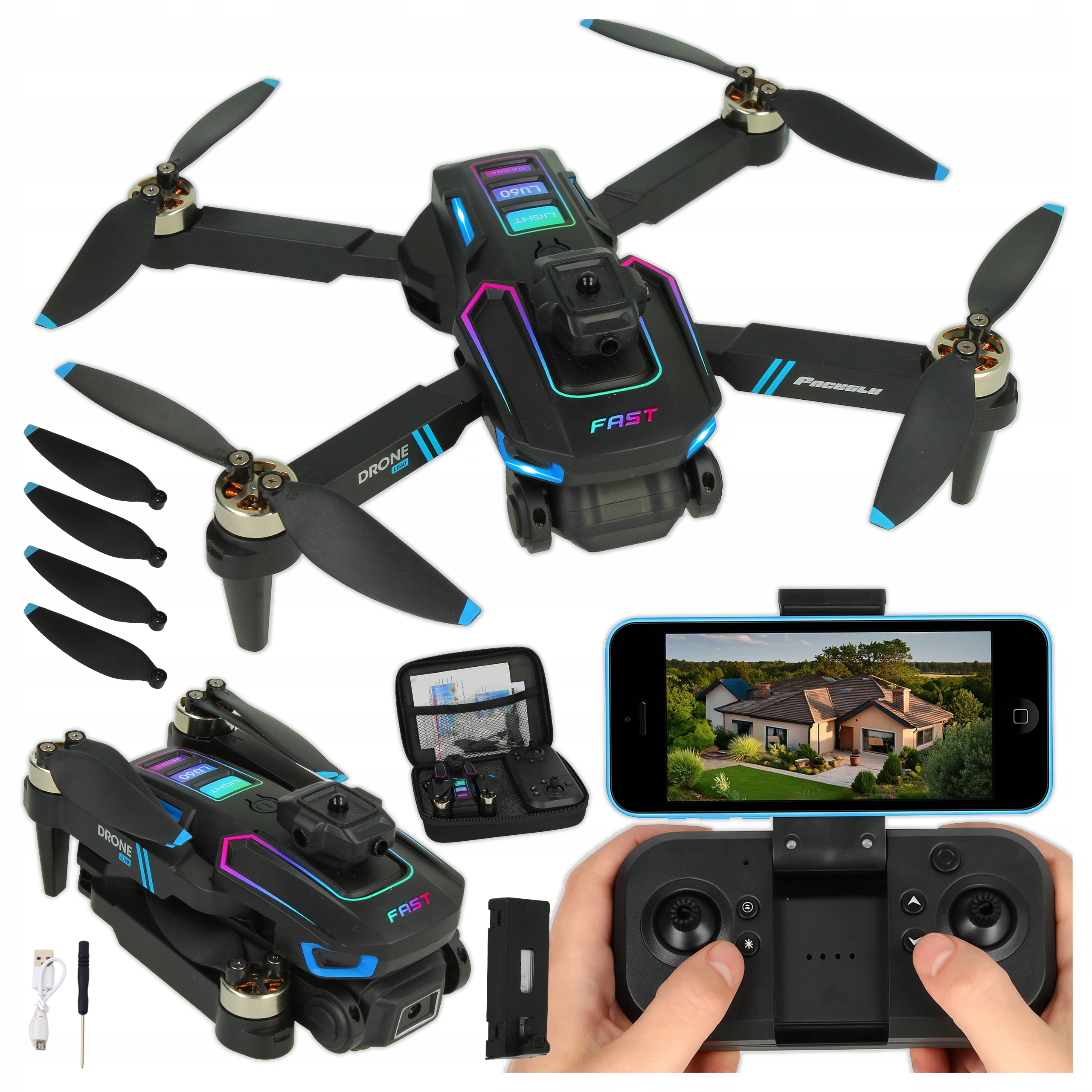 Dron S Kamerou 2X Wi-fi Náhled Na Telefon Bezkartáčové Vyhýbání Se Překážkám