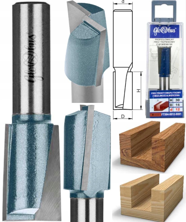 Globus Dvoubřitá vrtací fréza D=19 H=30 d=12 FT504-0012-0002