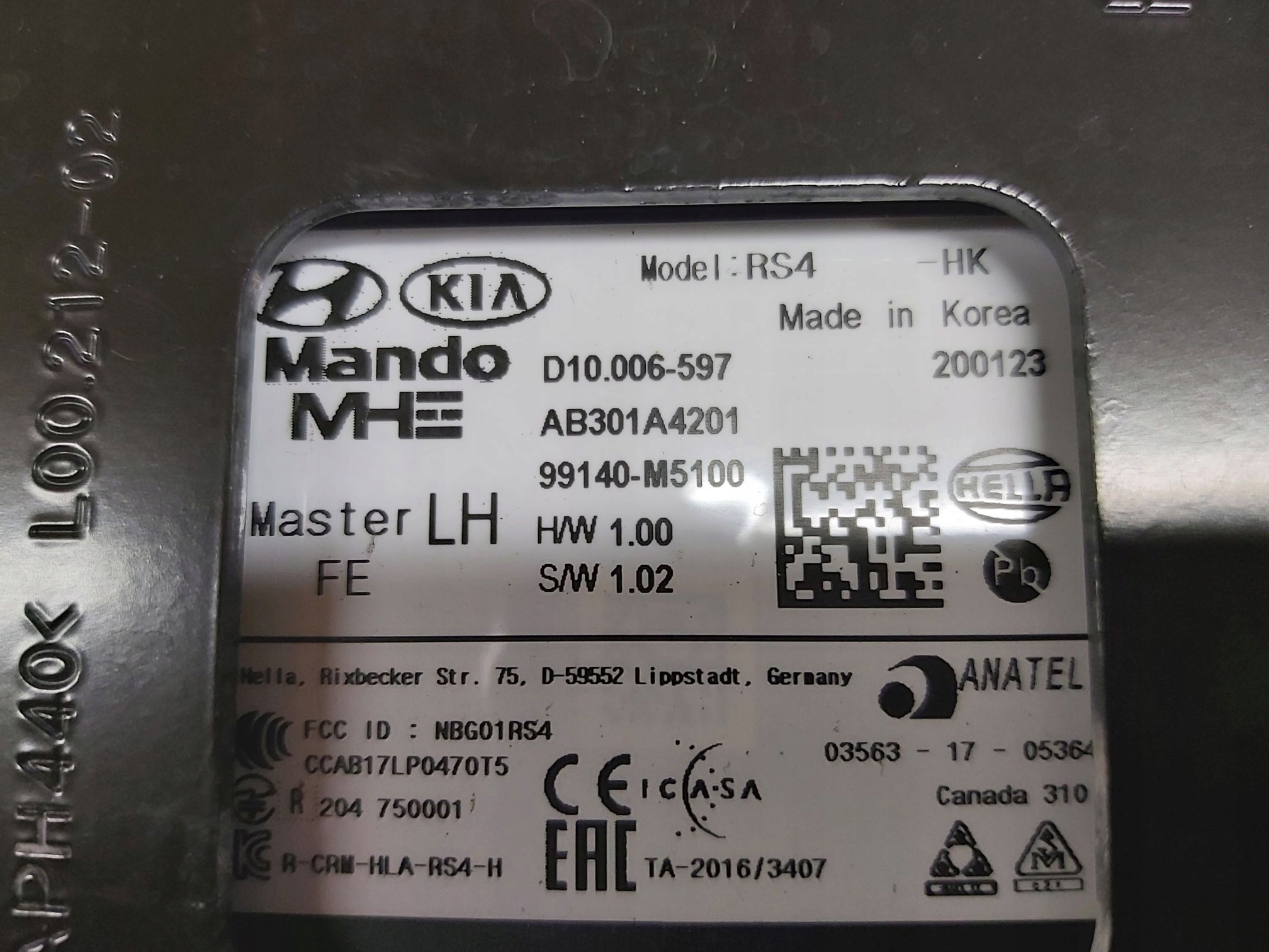 RADAR rear HUNDAI NEXO 2018R->