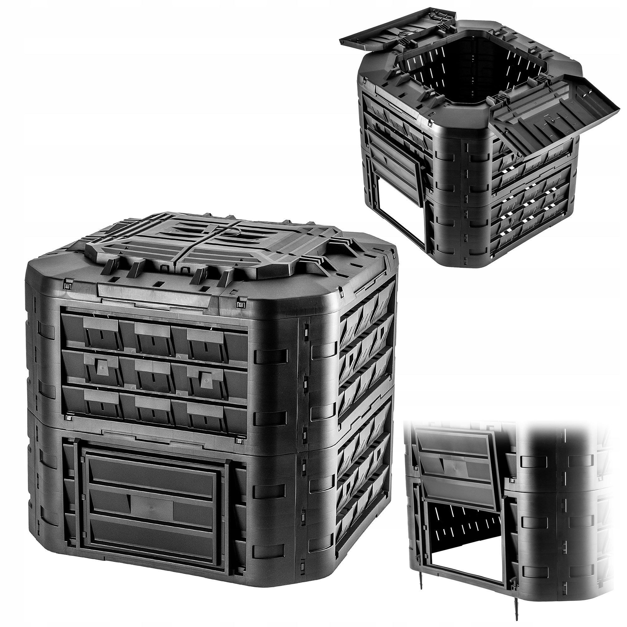 Kompostownik Ogrodowy Duży Modułowy Całoroczny Mrozoodporny Nawóz 650L