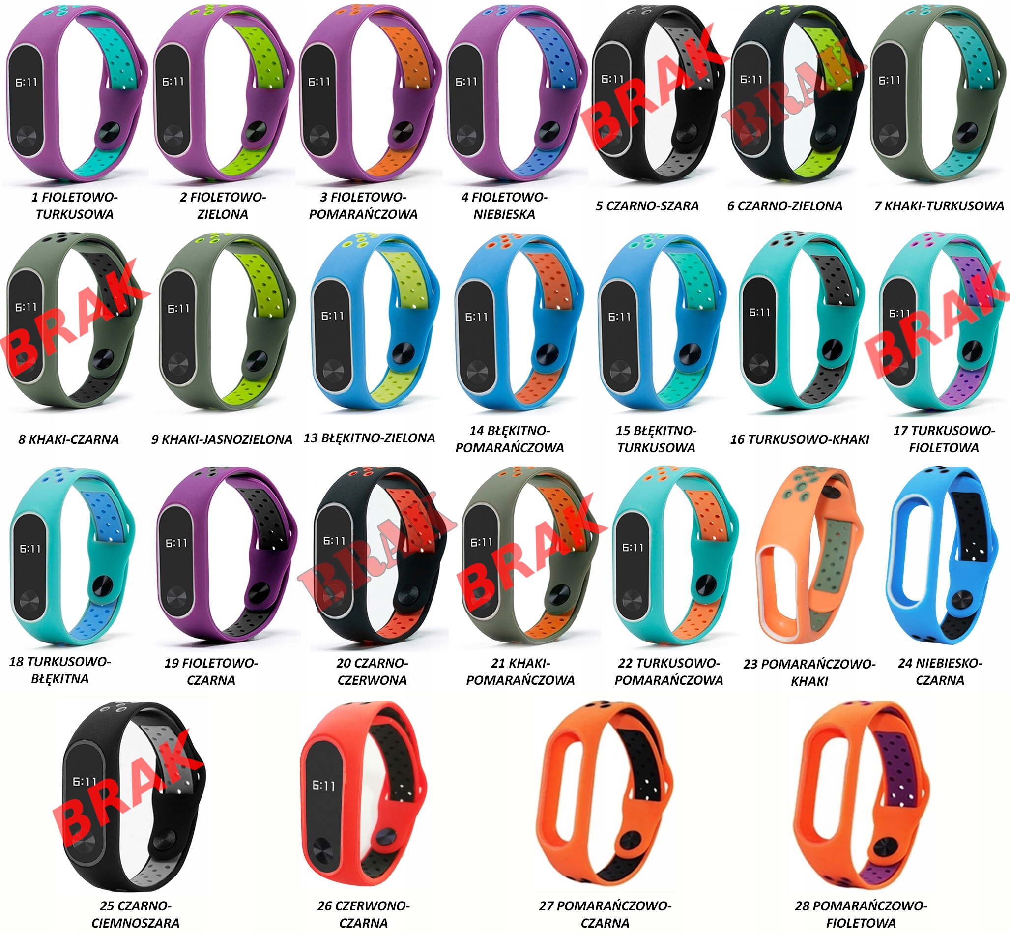 Opaska zamienna XIAOMI MI BAND2 MIĘKKA ZESTAW 3SZT Rodzaj pasek