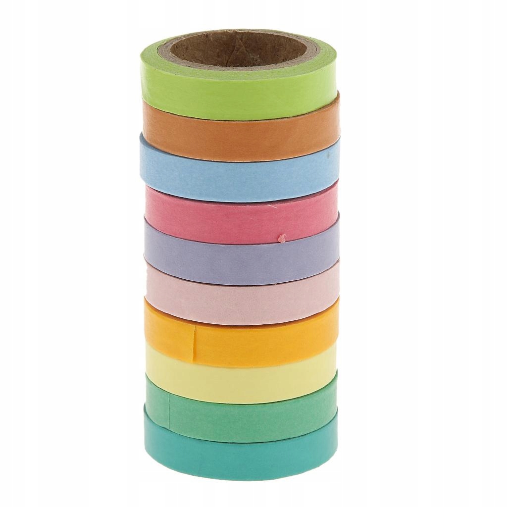 10 Washi Rainbow Sticky Paper Maskująca taśma Moc 0 W
