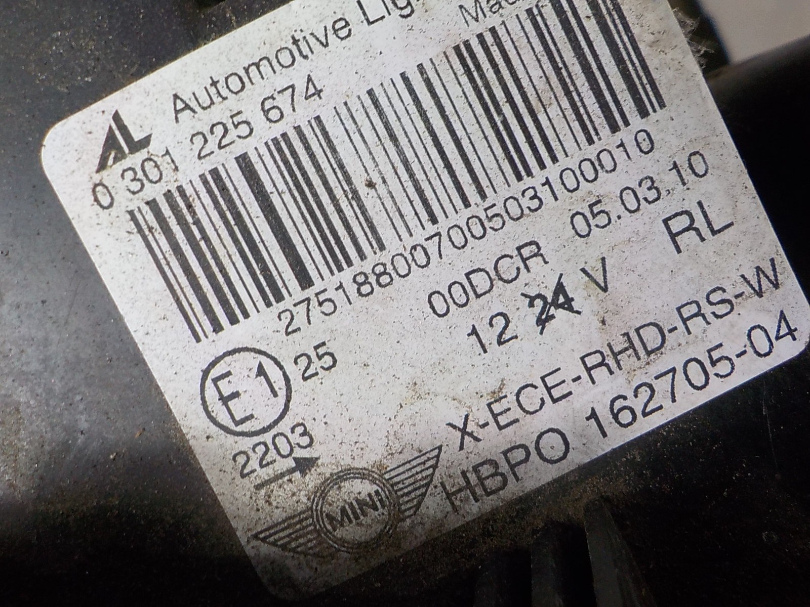MINI COOPER R56 XENON light right front front UK