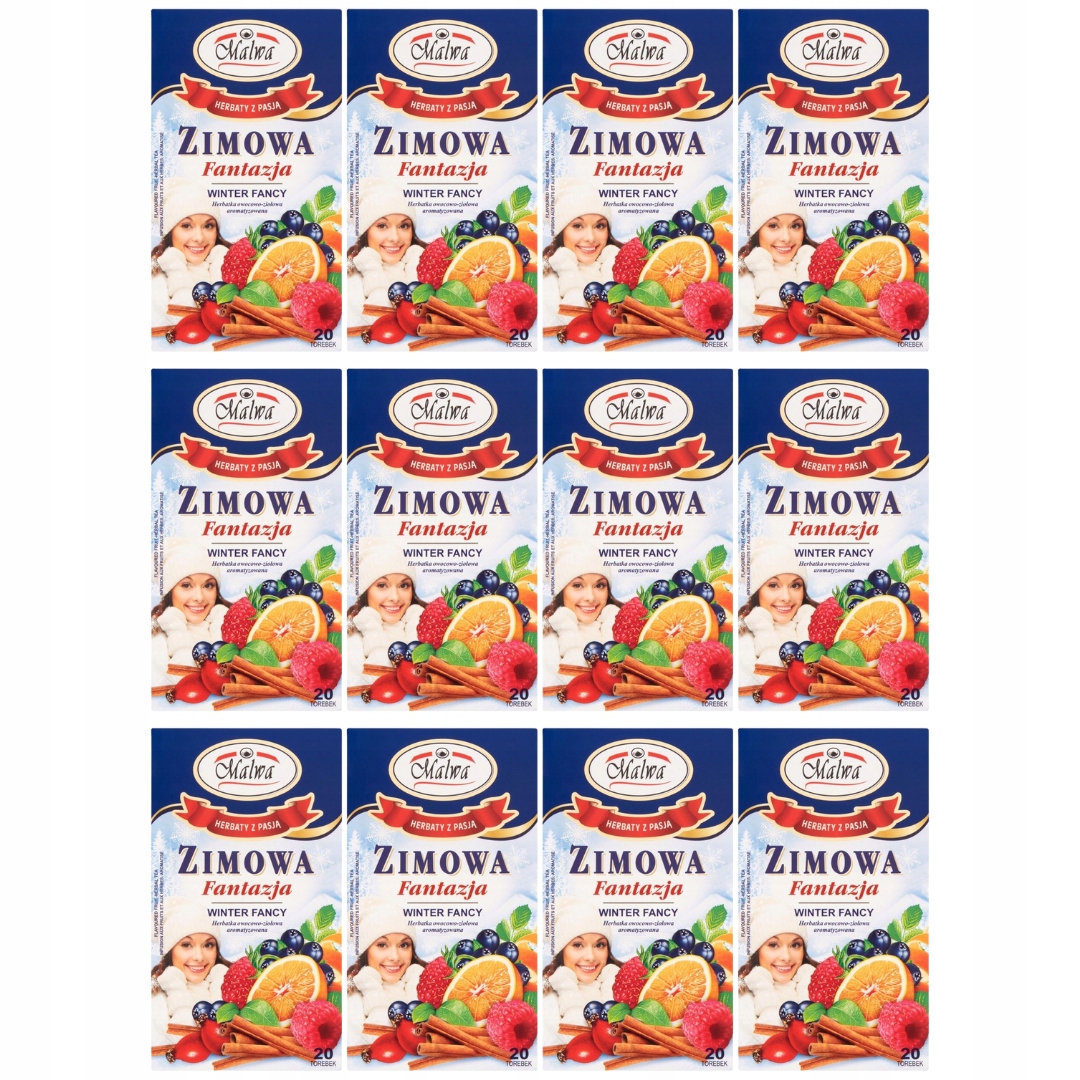 Levně Malwa Ovocný bylinný čaj zimní fantazie 40 g (20 x 2 g) x 12 kusů