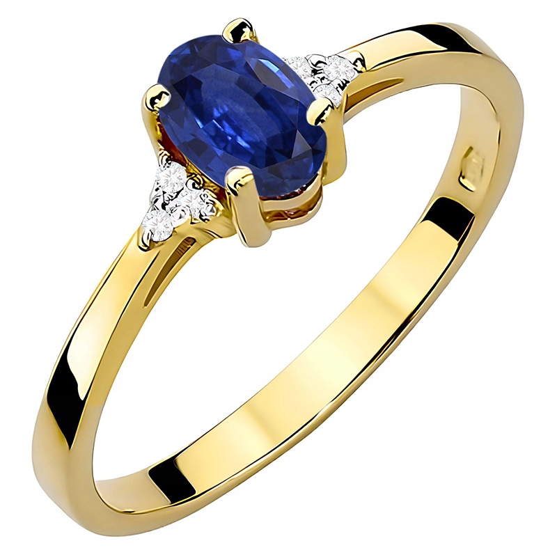 Zlatý krásný prstýnek Safír 0,70 ct a Brilianty