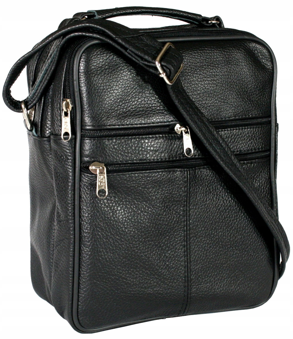 Pánská kožená taška přes rameno s rukojetí kabelka přes rameno, velká polská výroba