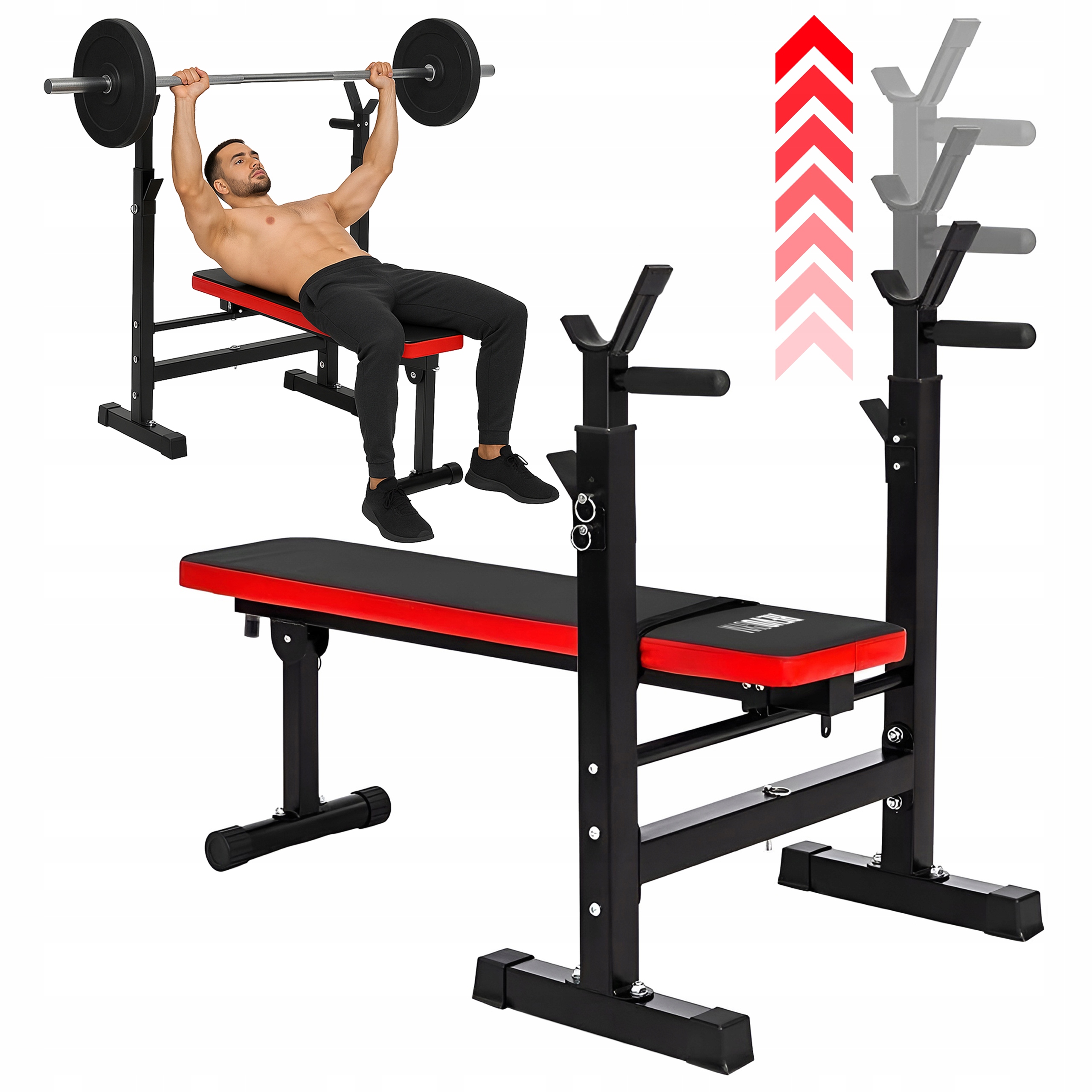 Ławka Do Ćwiczeń Pod Sztangę Regulowana Dipy Asekuracja Składana Skośna