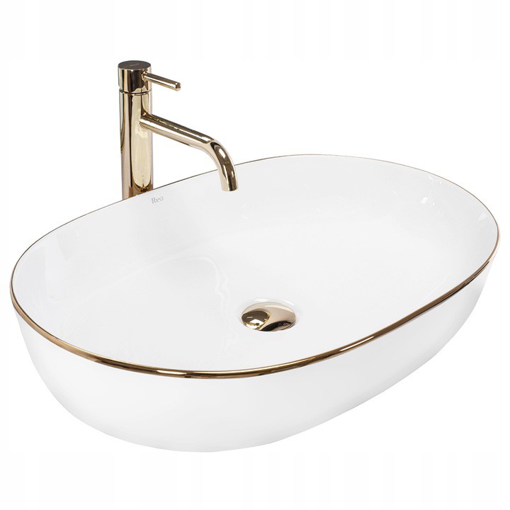 

Umywalka Ceramiczna Nablatowa Cleo White Gold Edge