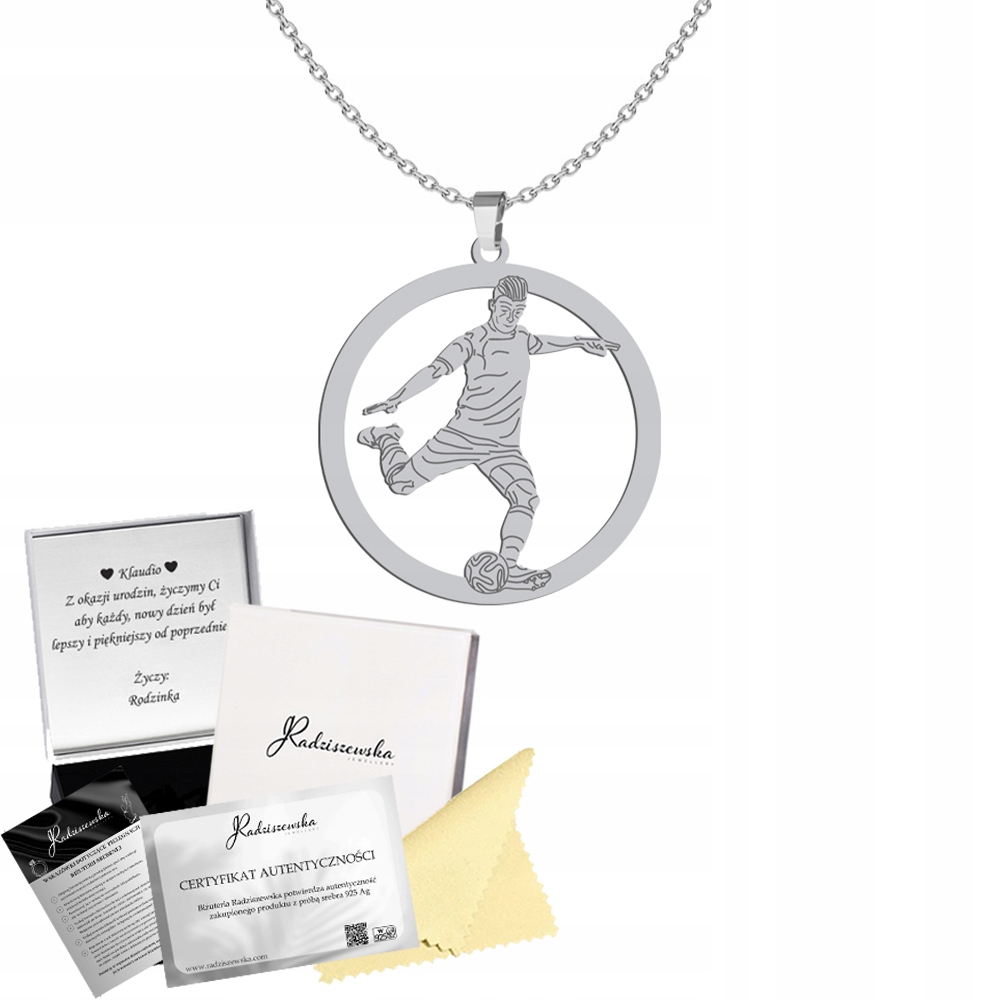 Stříbrný náhrdelník Fotbalista Fotbalová pancířka 925 Dárek Gravírování Bonus