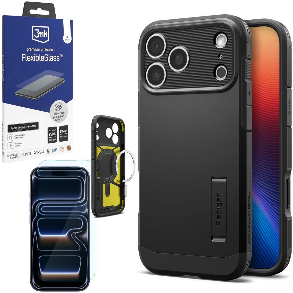 Pouzdro Spigen Tough Armor MagSafe ochranné Sklo 3mk pro iPhone 17 Pro Max