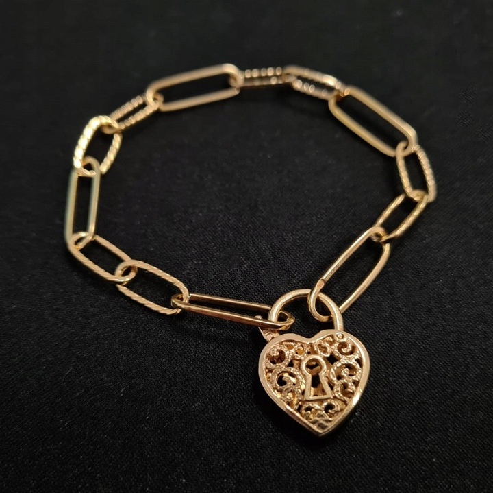 

Bransoletka 10gram Srebrna Złota z Kłódką Piękna