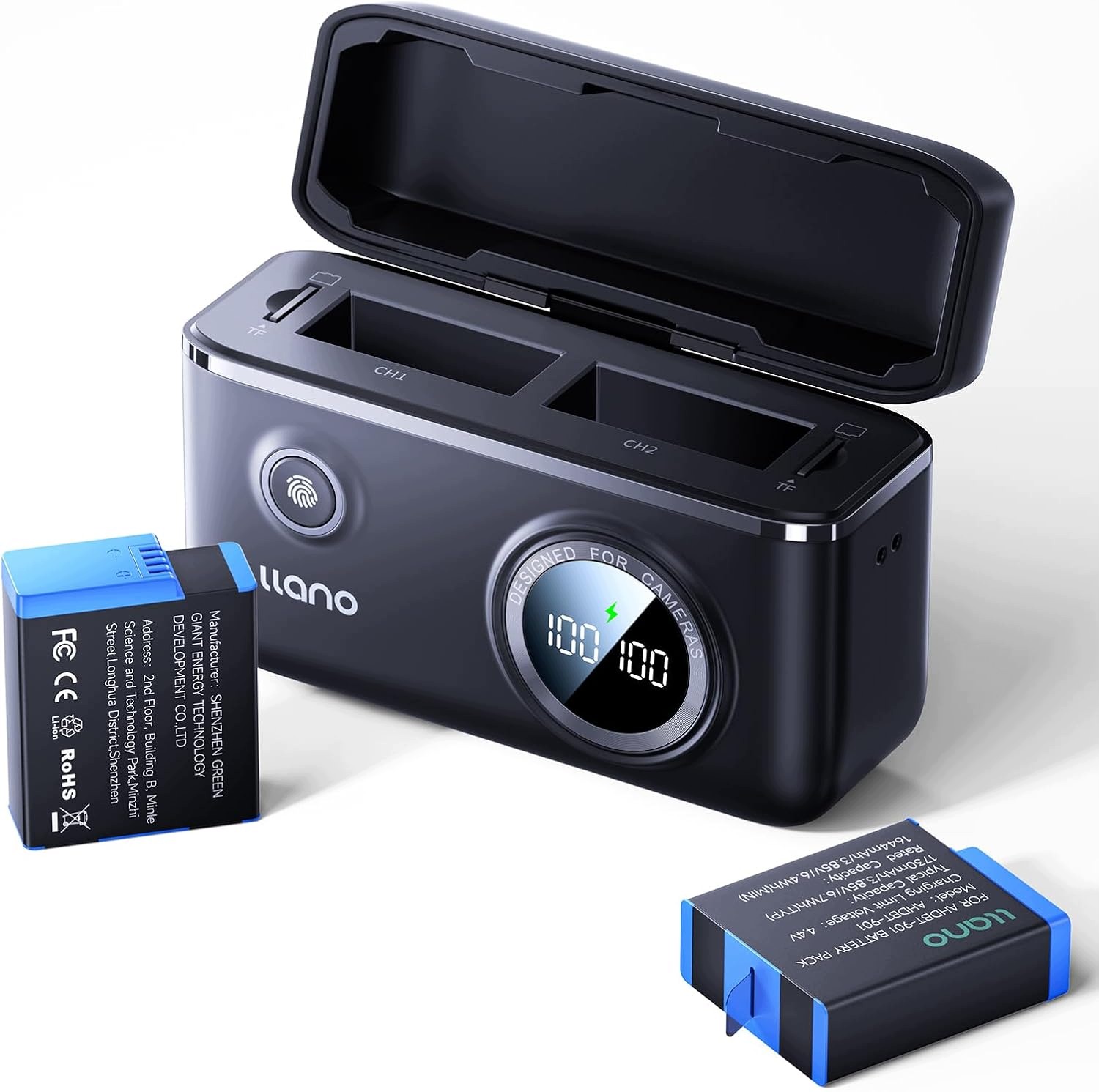 llano ładowarka 18W 2szt akumulator 1730mAh do GoPro Hero 12 11 10 9