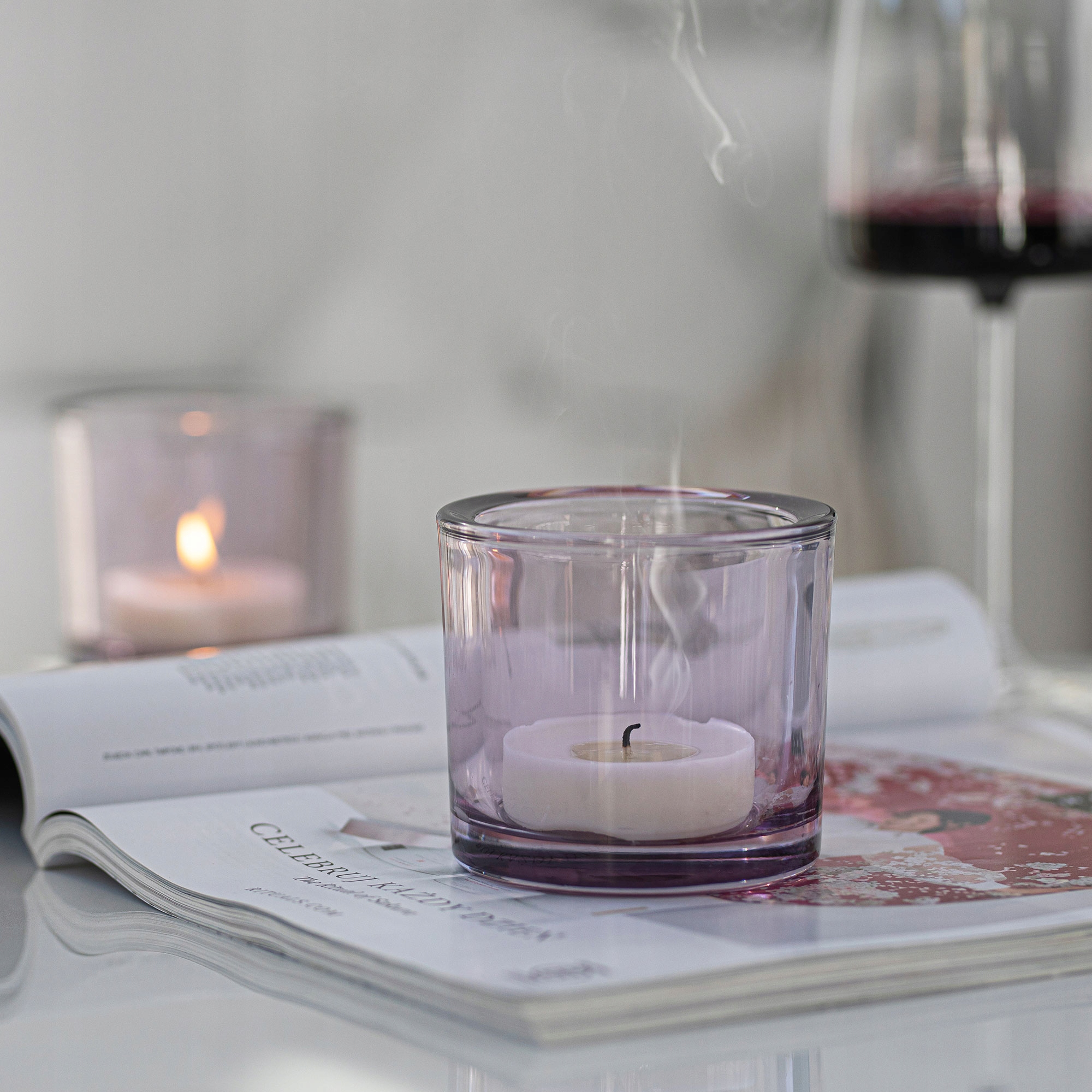 ZESTAW POJEMNIKÓW Cylindrów na Tealighty ZALEW ŚWIEC 6 szt. FIOLETOWE Rodzaj na tealighty