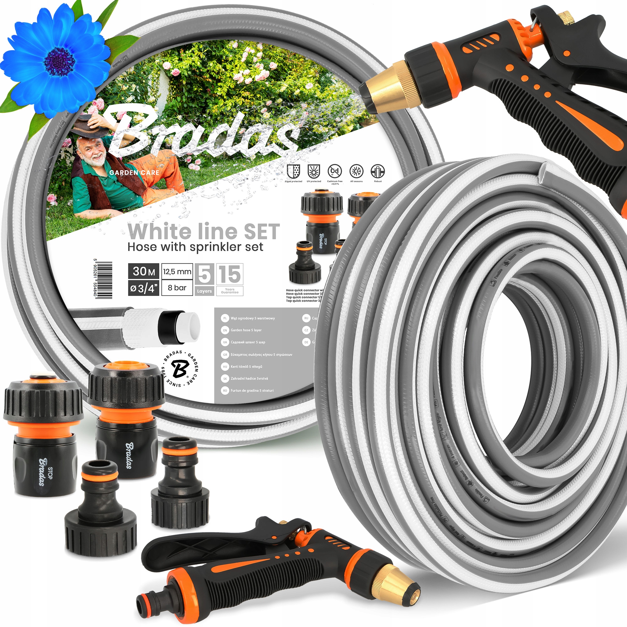 Záhradná Hadica 3/4 Vody Zvinovací 20 m Zalievanie Šlauf 5-VRSTVOVÝ Zbroj Yo