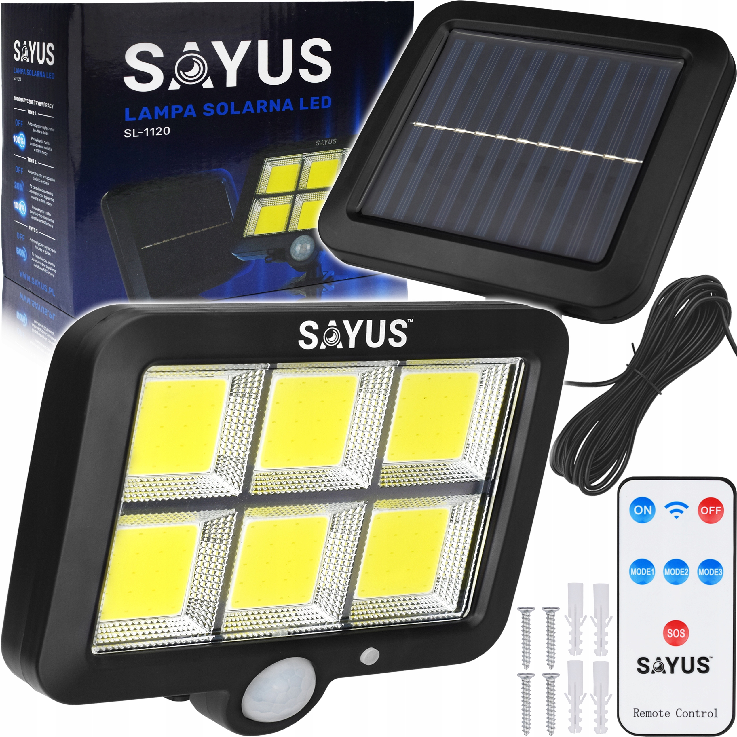 

Lampa Solarna Led Czujnik Ruchu Osobny Panel Pilot