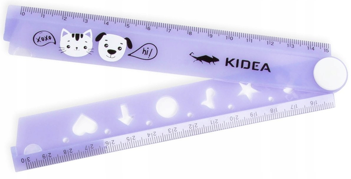 Linijka SKŁADANA Z SZABLONAMI 15-30cm FIOLETOWA
